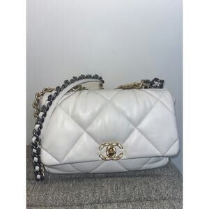 Chanel Medium White Lambskin 19 Flap Bag